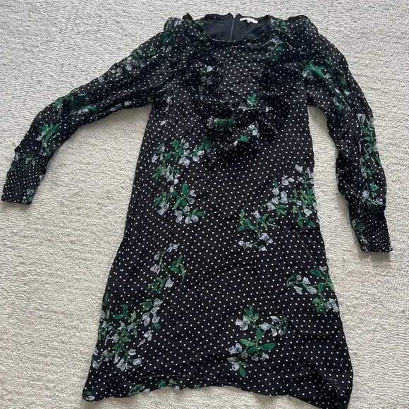 ganni green and black dress Seersucker Check Ribbon Mini Dress main image 0